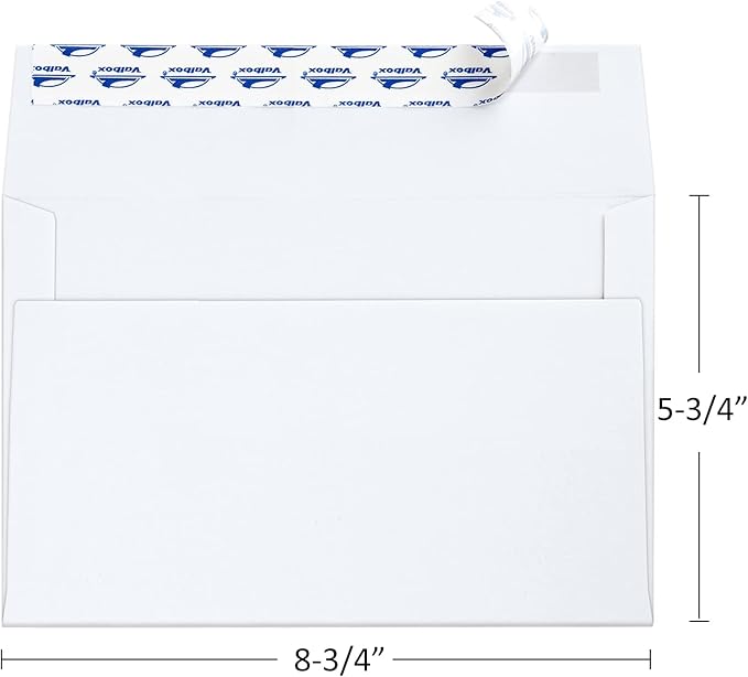 ValBox A9 Invitation Envelopes 250 Qty 5-3/4 x 8-3/4" White Envelopes Self Seal for Invitations, Photos, Wedding, Baby Shower Greeting Cards, Announcements - 5.75 x 8.75 Inches