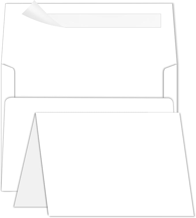 Goefun Blank Note Cards and Envelopes 5 x 7 Folded Cardstock and A7 Envelopes Self Seal 100 Pack for Invitations, Wedding, DIY Greeting Cards, Birthday
