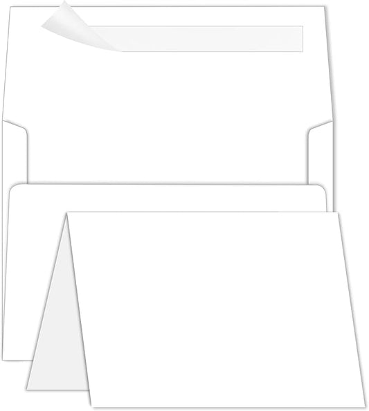 Goefun Blank Note Cards and Envelopes 5 x 7 Folded Cardstock and A7 Envelopes Self Seal 100 Pack for Invitations, Wedding, DIY Greeting Cards, Birthday