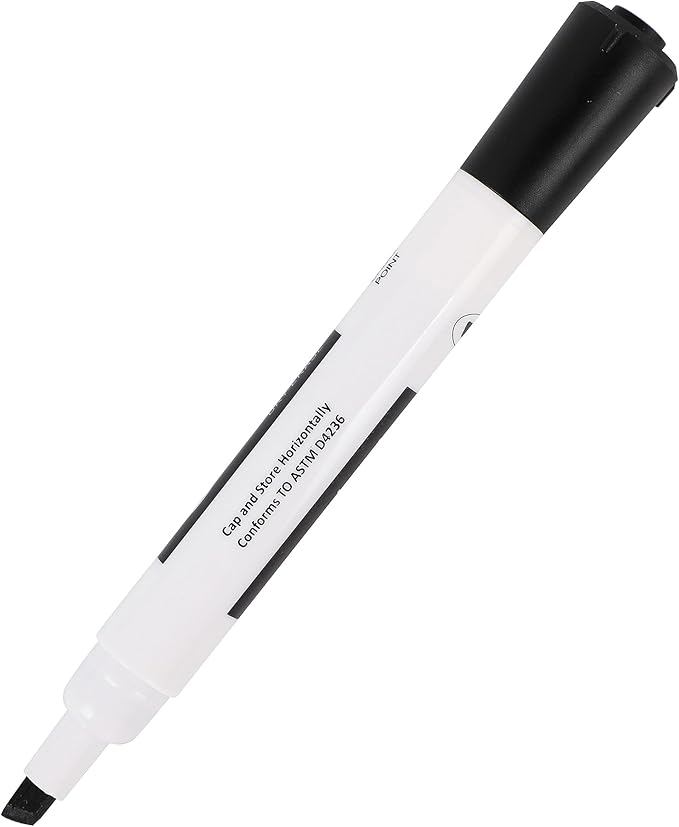 Amazon Basics 12-Pack Low-Odor Chisel Tip Dry Erase Whiteboard Markers, Black
