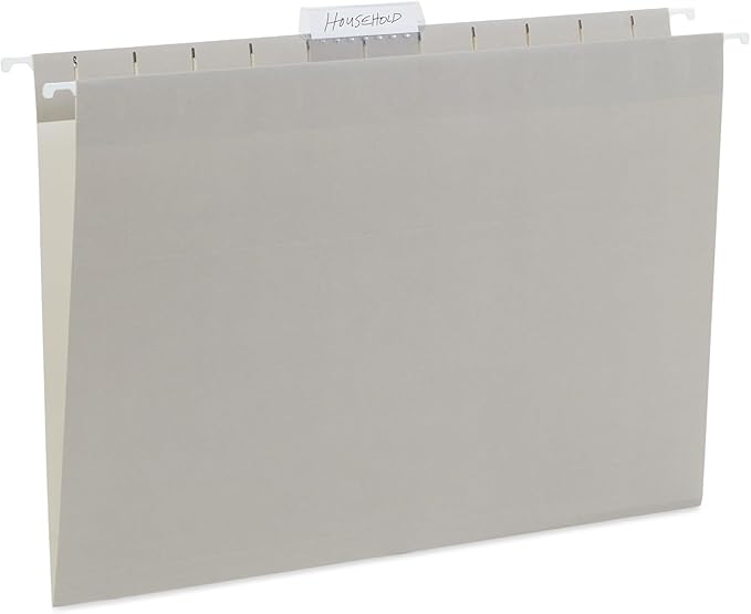 25 Blue Summit Supplies Letter Size Hanging File Folders - Hanging File Folders Letter Size, Assorted Jewel Tone Colors, Includes Plastic Tabs and Inserts, Durable 12pt Paper