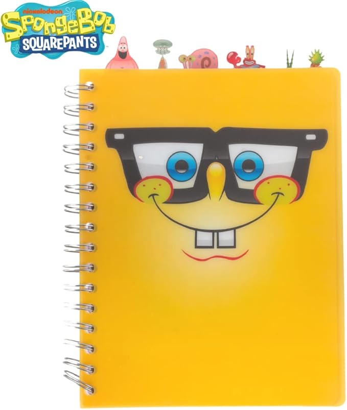 Innovative Designs Nickelodeon Spongebob Squarepants Tab Journal Notebook, Spiral Bound, 144 Lined Pages, 8 x 7 inches