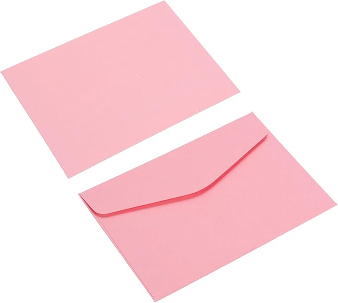 PATIKIL Mini Envelopes, 100 Pack Paper Blank Small Items Storage Business Card Holder for Greeting Note Party, Pink