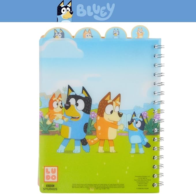 Innovative Designs Bluey Tab Journal Notebook, Spiral Bound, 96 Lined Pages, 8 x 7 inches, Blue