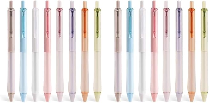 WRITECH Gel Ink Retractable Pens: Black Ink 0.7mm medium Fine Point Pen Set, Extra Smooth Tip No Bleed Smear Smudge Refillable Clickable Pens Bulk for Writing Journaling Multicolor 8ct (Pack of 2)