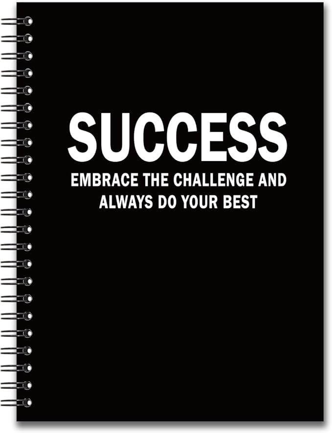 YAZMEEN Success Definition Blank Spiral Notebook（160 Pages） Embrace The Challenge and Always Do Your Best Hardcover Sketchbook Funny Inspirational Notebook Gifts for Colleague Boss Leader Supervisor