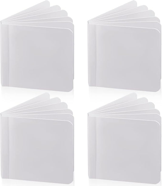 Gueevin 4 Pcs Hardcover Blank Board Book for Kids Chunky Thick Pages Book for Students Adults Sketching Drawing Writing School Office (5 x 5 Inch)
