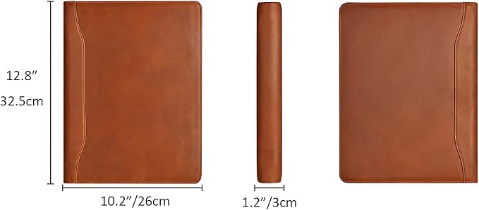 Personalized Leather Portfolio for Men, Engraved Leather Clipboard Portfolio Binder, Custom Leather Resume Padfolio for Women, Christmas Gift for His/Her (Notepad, Brown-Custom)
