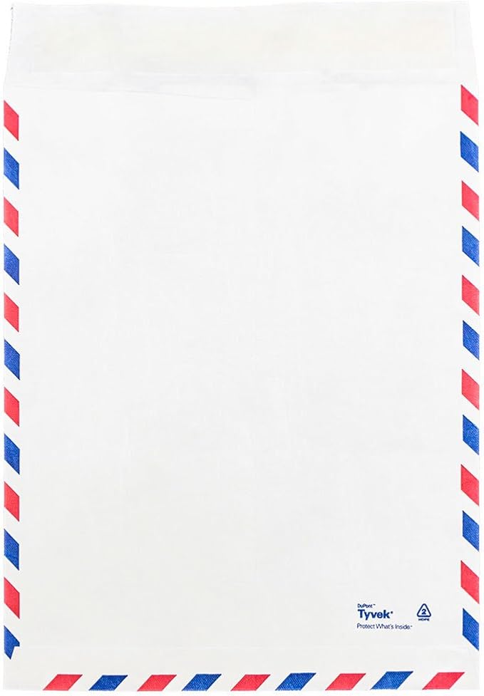 JAM PAPER Tyvek Tear-Proof Open End Catalog Envelopes - 9 x 12 - White Airmail - 25/Pack