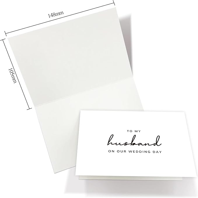 Set of 2 Wedding Cards for Husband and Wife with Matching Envelopes, To My Husband on our Wedding Day Card, To My Wife on our Wedding Day Card. （Husband/Wife B）