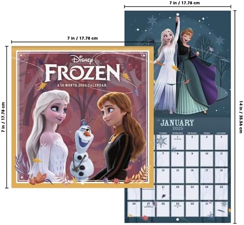 Disney Frozen Calendar 2025 - Deluxe 2025 Anna and Elsa Mini Calendar Bundle with Over 100 Calendar Reminder Stickers (Frozen Gifts, Office Supplies)