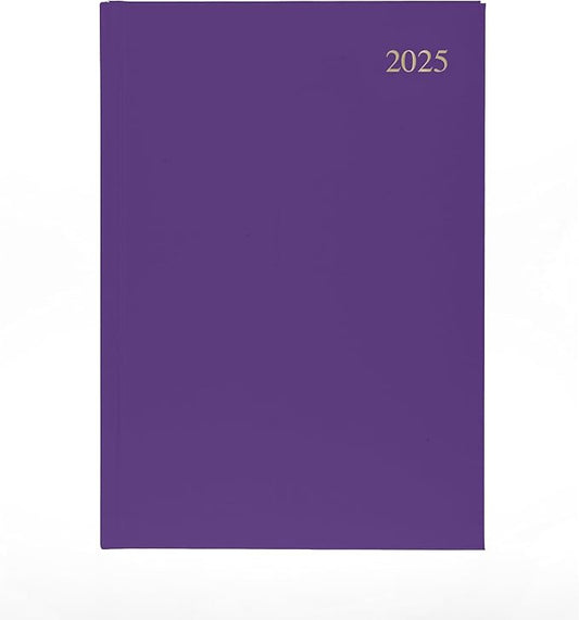 Collins Essential 2025 Business Diary - A4 Day to a Page Planner with Leathergrain Hardback Cover - Purple - ESSA41.55-25