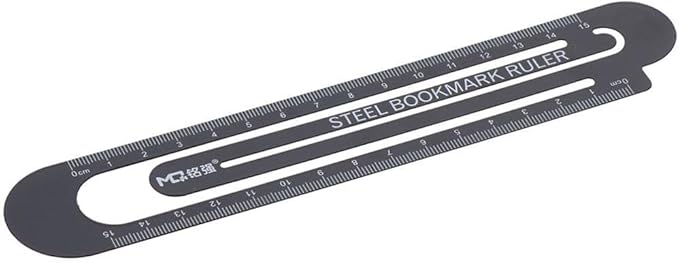 okhobby 2 Pcs Multifunctional Metal Bookmark Ruler, 15 cm Classic Black and White Bookmarks Book Page Marker, Office Supplies