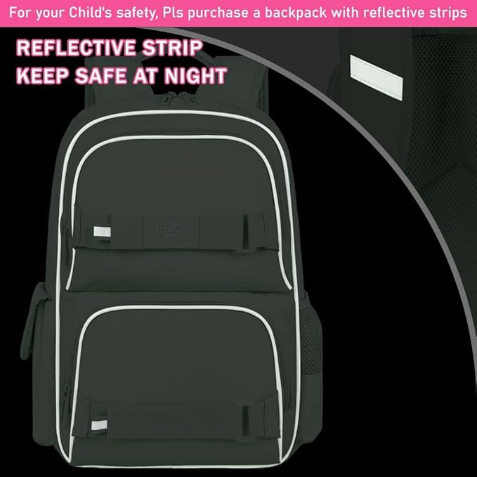 3PCS Laptop Bookbag for Girls, 17" Water Resistant School Backpack with Lunch Box, Cute Green School Bag Set for Women College Teenagers High Middle Elementary School