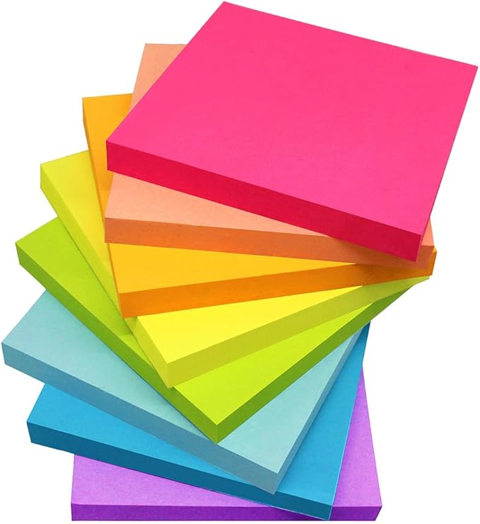 Sticky Notes 3x3 Inches,Bright Colors Self-Stick Pads, Easy to Post for Home, Office, Notebook, 48 Pads/Pack…