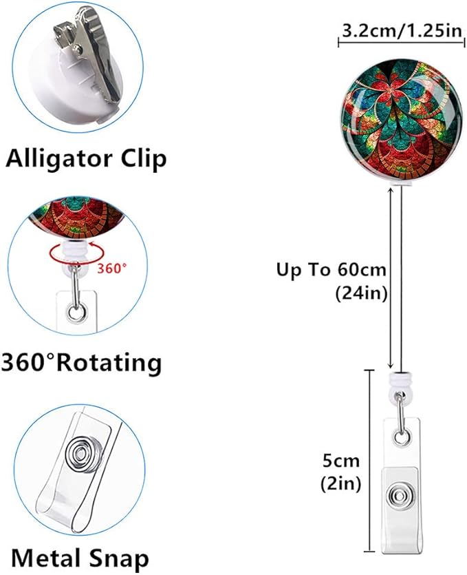Retractable ID Badge Holder Nurse Badge Reels with Clip Name Card Holders for Office Worker Doctor Nurse (Butterfly 3-1)