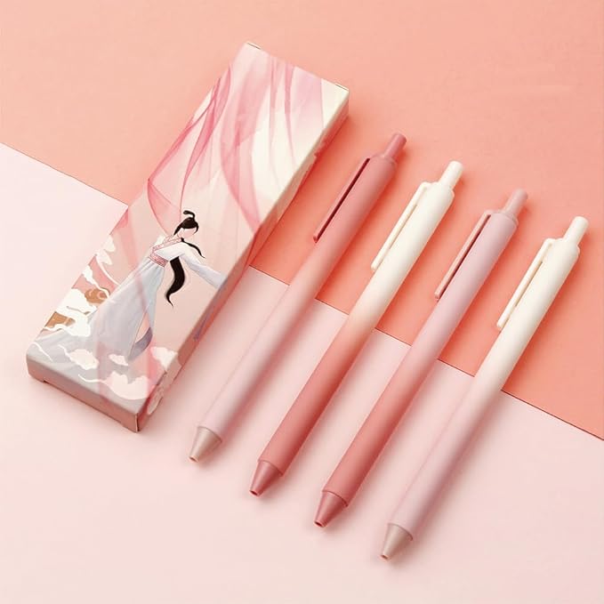 Retractable Gel Pens,8ct Black Ink 0.5mm Fine Point Pens Comfort Grip Smooth Writing Pens with Aesthetic Gradient Color Barrel for Journaling Note Taking Office School Supplies