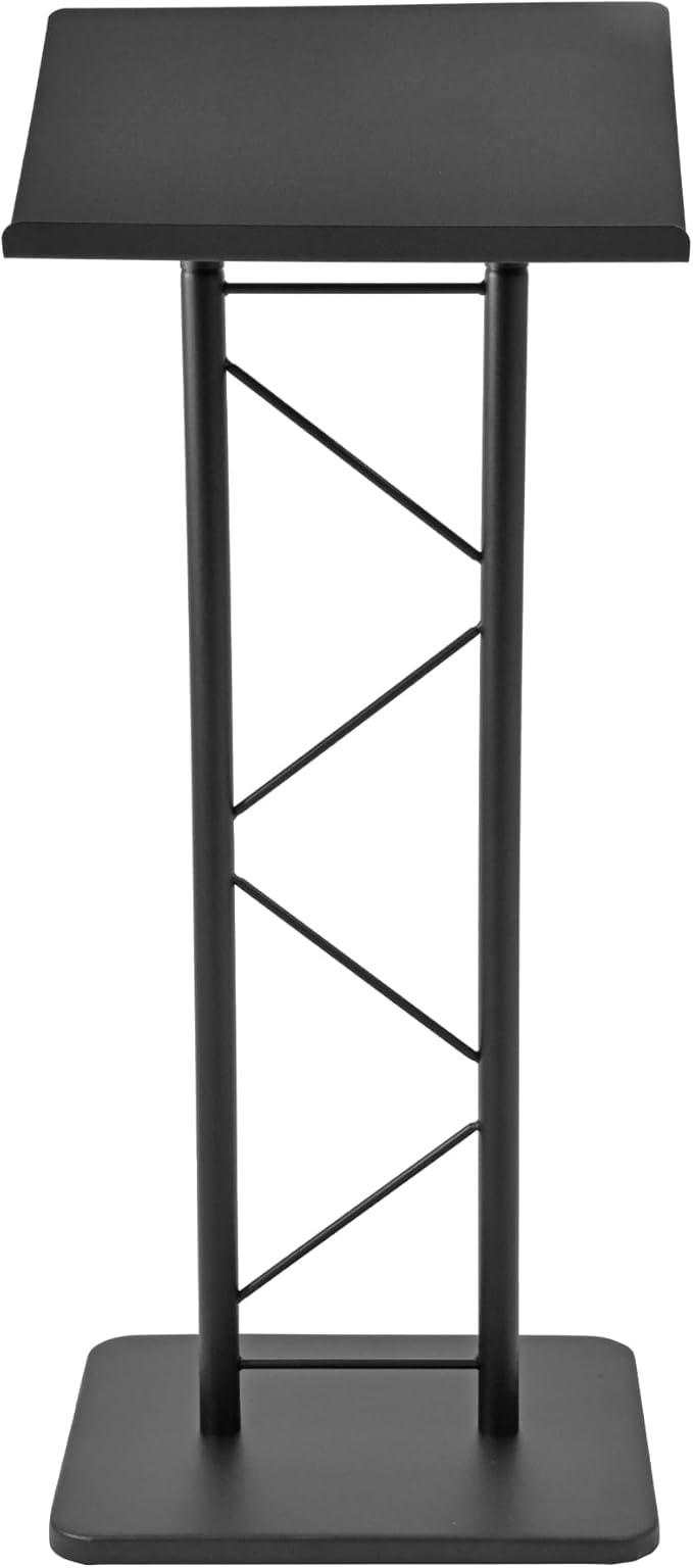 Kingdom KML7B Large Portable Lectern, Stand Up Church Pulpit, Slanted Lectern, Conference Podium for Speakers, Speeches and Other Occasions- Truss Lectern, Black Powder Coat Finish, Metal