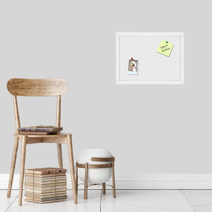 TORASO Cork Board Bulletin Board, Cork Boards for Walls with Pins, Eye Bolts, gaskets, Screws, Pin Board for Office, School and Home (White, 17“x23-2P)