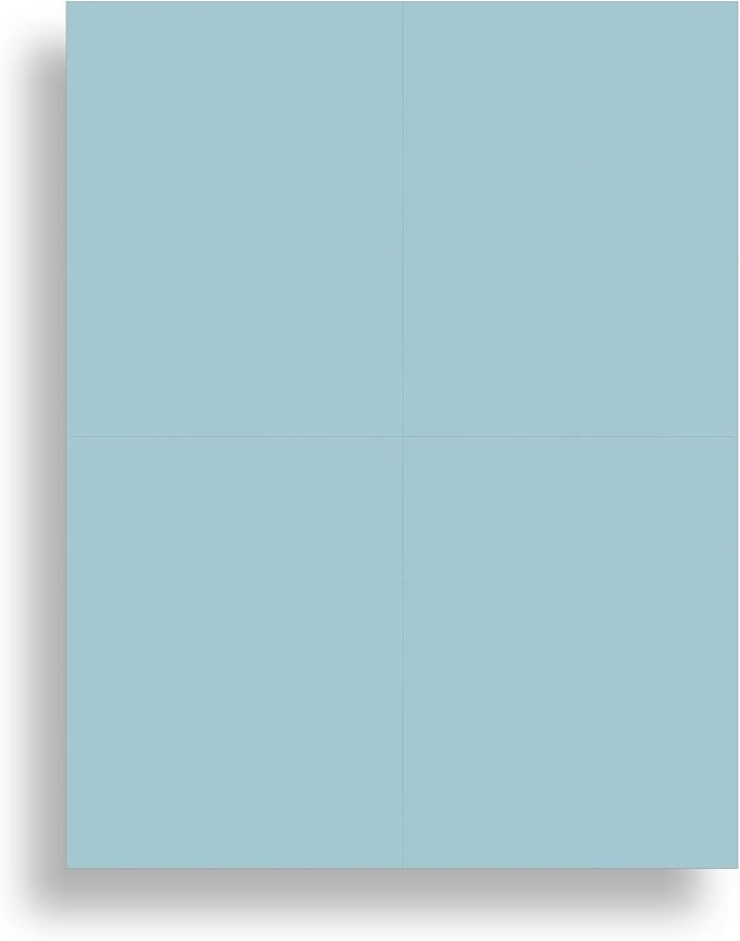 Blank Colored 4-up Postcard Paper by Desktop Publishing Supplies - 25 Sheets / 100 Postcards Pack - Printable with Laser or Inkjet Printer - Plain Matte Cardstock (Plain Blue)