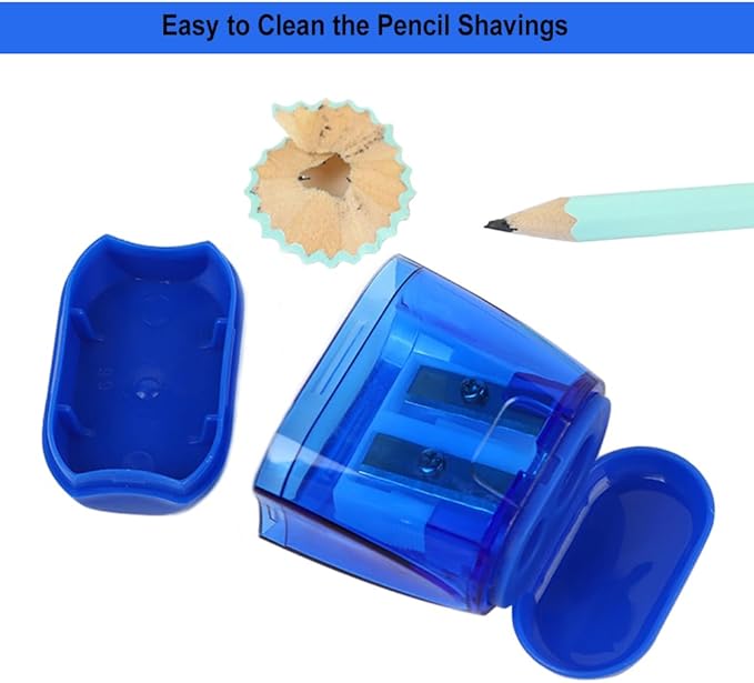 Colored Pencil Sharpener Manual, 4pcs Small Handheld Pencil Sharpeners Dual Holes with Lid for Kids Adults at Classroom School Office Home