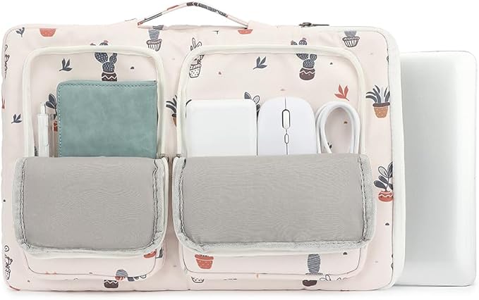 canvaslife 360° Protective Laptop Sleeve Case Bag with 3 Pockets for 14 inch Dell HP Lenovo Laptop and MacBook Pro 14 inch,Surface Laptop 14.4 inch (Small potted)