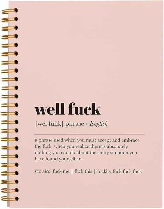 Tizzer Funny Well F Definition Lined Hardcover College Ruled Spiral Notebook Journal for Work Notes Journaling 5.5×8.3 Inch,Sympathy Gifts for Bad Day,Loss Job,Pet Loss,Breakups,Condolence (Pink)