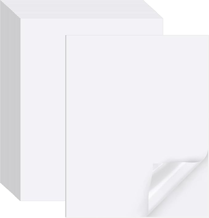 Printable Sticker Paper for Inkjet Printer, 150 Sheets 8.5"x11” Matte Sticker Printer Paper Full Sheet Labels, Sticker Paper for Printer Sticker Labels, for Laser/Inkjet Printers, Letter Size