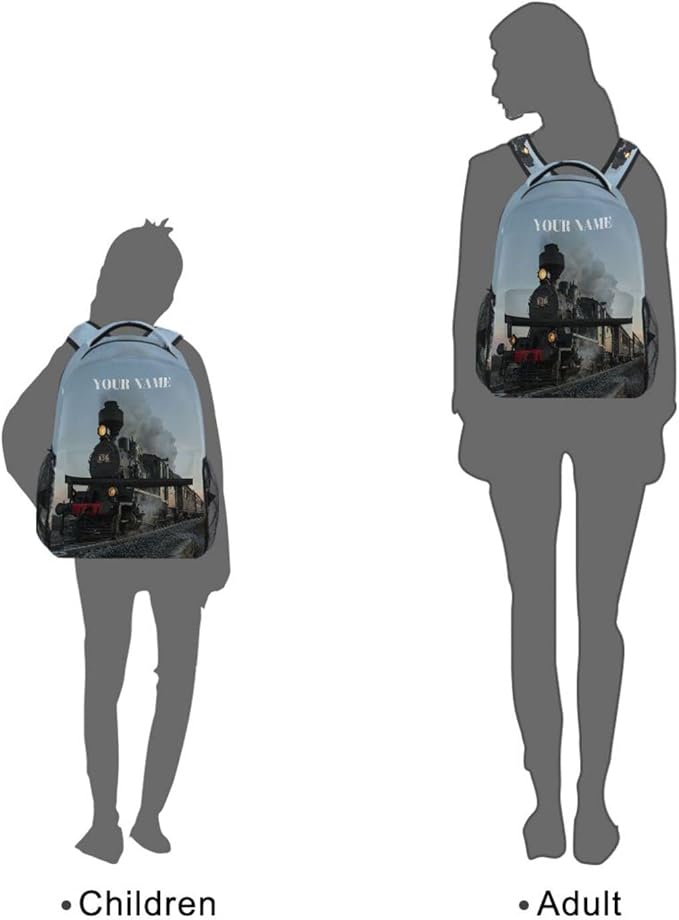 AUUXVA Custom School Backpack for Boys Kids with Name/Text Personalized Bookbag Add Your Name Customized Backpack Cool Train School Bag Laptop Backpack Travel Camping Daypack