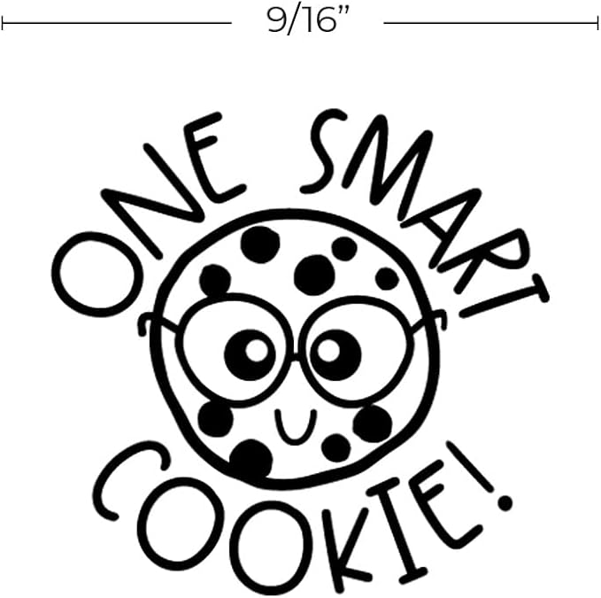 One Smart Cookie Stamp / 2000 Plus Self Inking Teacher Food Themed Treat Stamper / 9/16" Small Black Imprint Planner Worksheet School Homework Classroom Stamp
