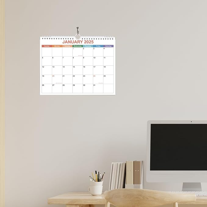 Calendar 2025, Wall Calendar 2025-2026 from January 2025 - June 2026, 18 Months Calendar with Premium Paper, Twin-Wire Binding & Hanging Hook, 8.5" x 11", Colorful