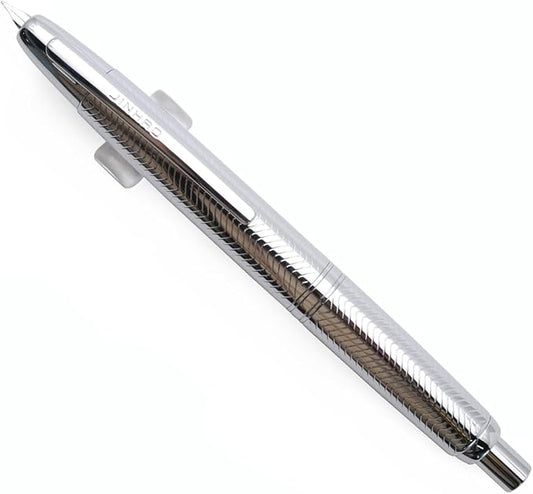 JINHAO 10 Press Fountain Pen, Retractable Metal Pen with Ink Converter (F Nib 0.5mm, Wavy Texture Bright Silver)