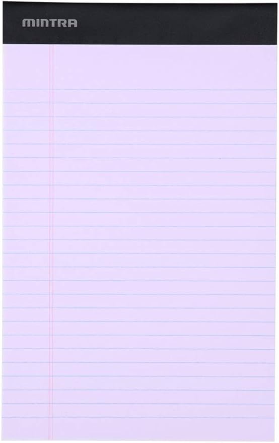 Mintra Office Legal Pads, ((Basic 6pk - (Pastel Set #2), 5in x 8in, Narrow Ruled)), Narrow Ruled, 50 Sheets per Notepad, Micro perforated Writing Pad, Notebook Paper for School, College, Office, Work