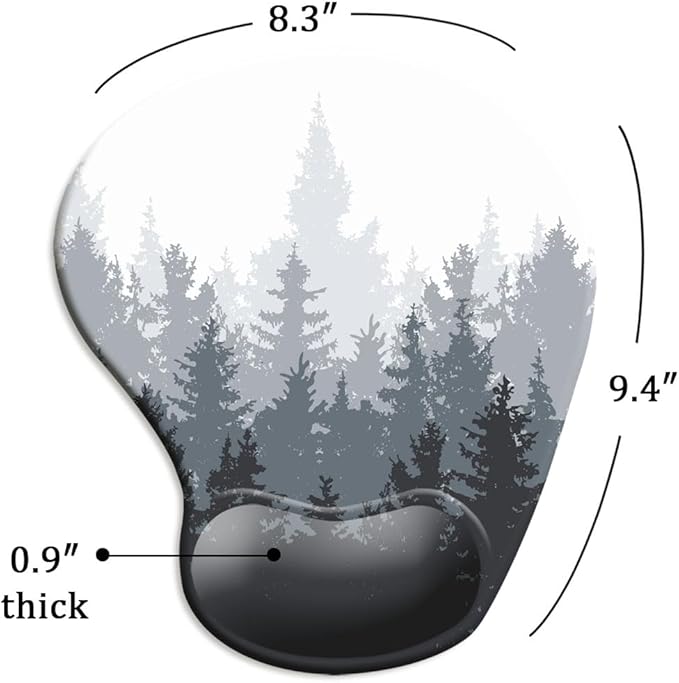 Ergonomic Mouse Pad with Wrist Support and Coaster,Mouse Pads with Non-Slip PU Base for Home Office Working Studying Easy Typing & Pain Relief Forest Pattern