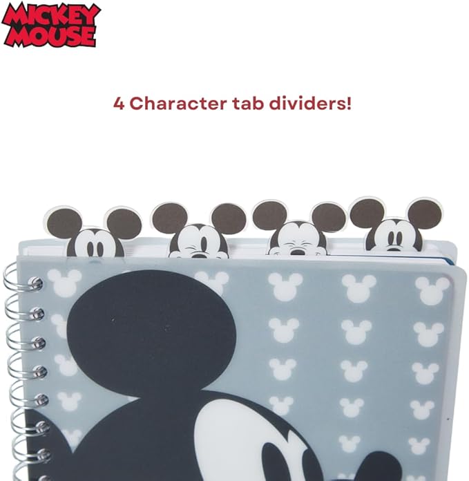 Innovative Designs Disney Mickey Mouse Journal Notebook, Spiral Bound, 96 Lined Pages, 8 x 7 inches, Grey