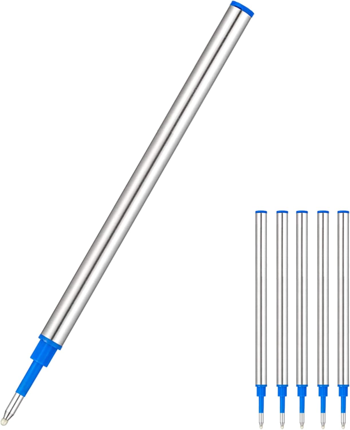 HeTaoCat Gel Rollerball Pen Refills, Roller Ball Fine Point 0.5mm, Black Ink Refill Pack of 5 - Replaceable Ballpoint Pen Refills Medium Point (Blue)