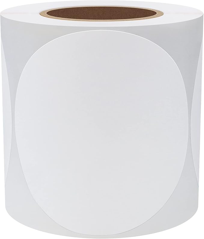 Hybsk 3 inch Circle Color Direct Thermal Stickers Shipping Labels for Barcodes,Name Tag,DIY Logo Design,QR Code,Inventory-350 pcs (3 inch,White)