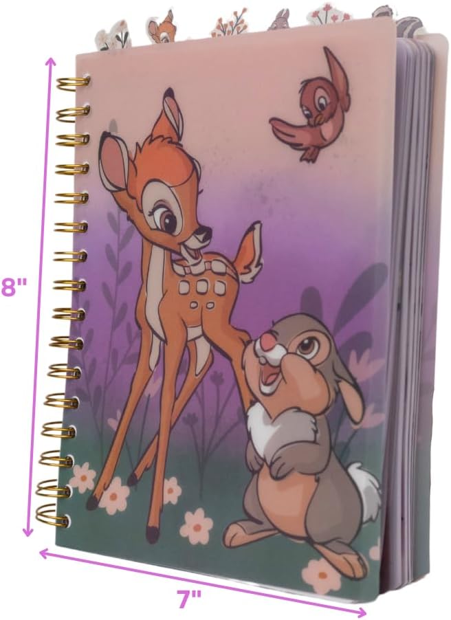 Innovative Designs Disney Bambi Tab Journal Notebook, Spiral Bound, 144 Lined Pages, 8 x 7