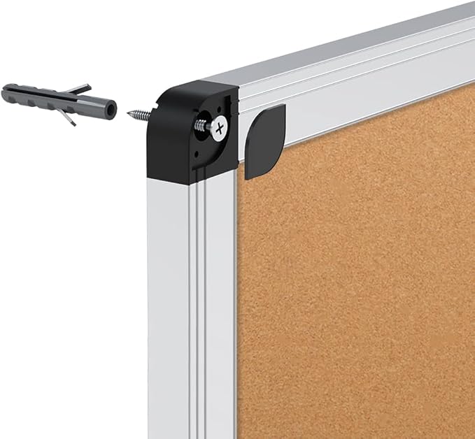 VIZ-PRO Cork Notice Board, 48 X 36 Inches, Cork Bulletin Board with Silver Aluminium Frame