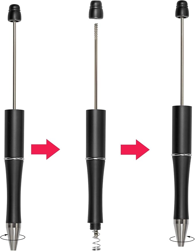 jiebor 30Pcs Beadable Pens Plastic Bead Black Ink Ballpoint Diy Cute Cool Pens for Teacher Bridal Graduation Gift Office Supplies