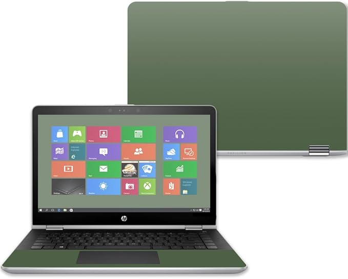 MightySkins Skin Compatible with HP Pavilion x360 15" (2017) - Solid Olive | Protective, Durable, and Unique Vinyl Decal wrap Cover | Easy to Apply, Remove, and Change Styles | Made in The USA