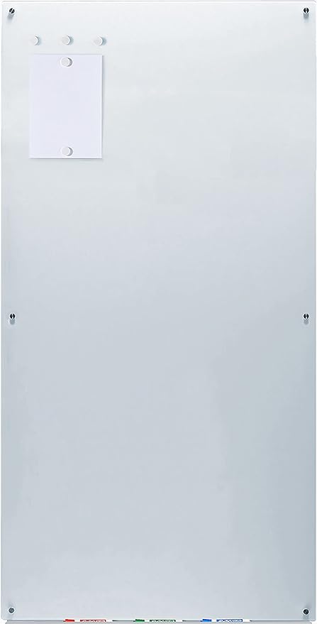 Audio-Visual Direct Magnetic White Glass Dry-Erase Board Set - 6' x 3' - Includes Magnets, Hardware & Marker Tray