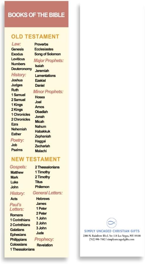 8'X2' Books of The Bible Bookmarks | Christian Church Bookmark Gift in Packs (Pack of 4)