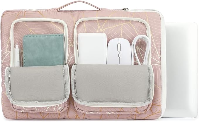 canvaslife 360° Protective Laptop Sleeve Case Bag with 4 Pockets for MacBook Pro 16 inch and 15 inch-15.6 inch Laptop (Golden leaf)