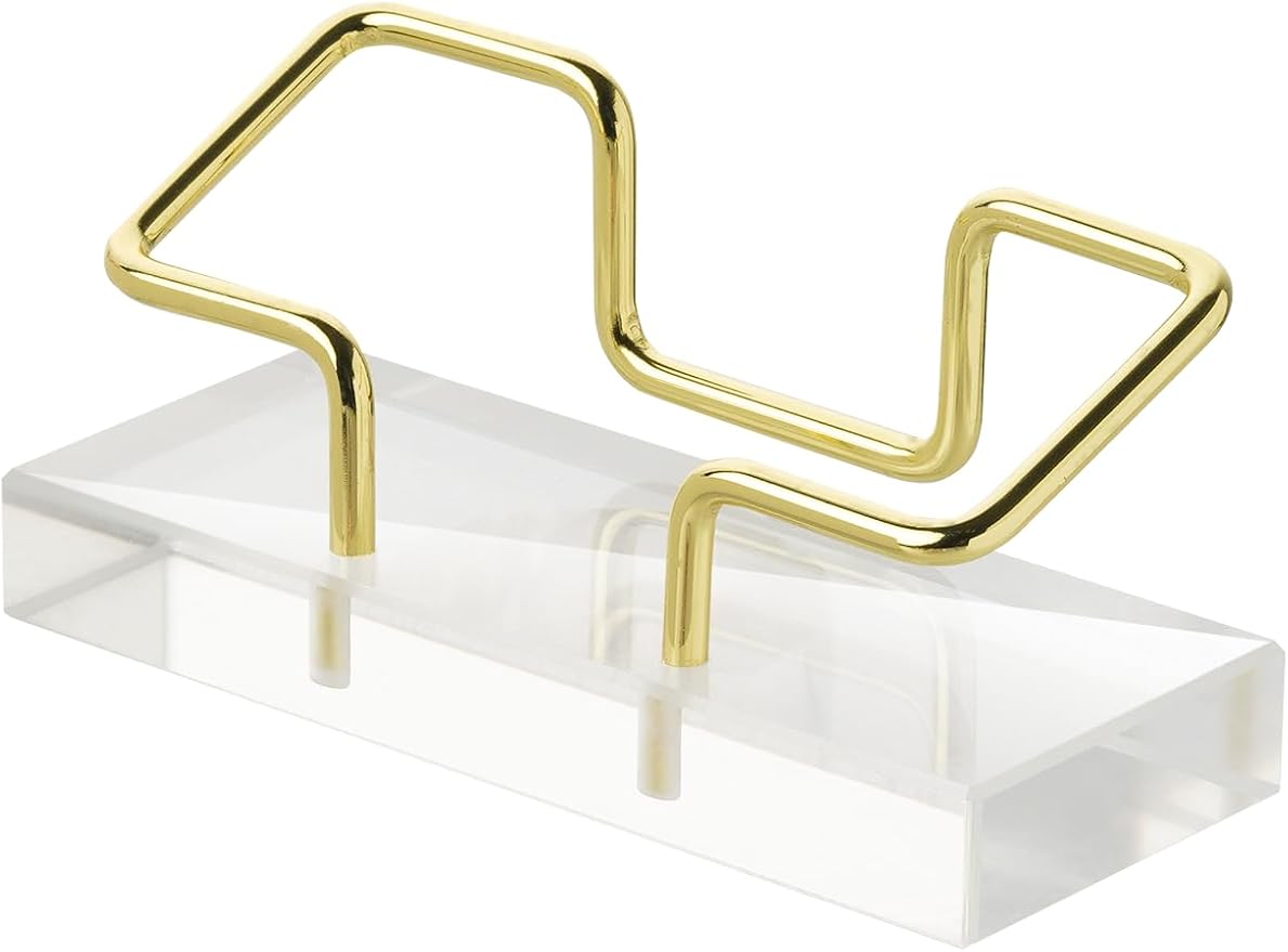 Business Card Holder for Desk, Modern Card Organizers and Office Desk Accessories for Men and Women (Acrylic Golden)