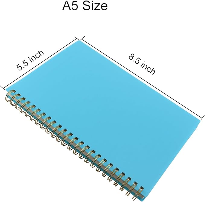 Spiral Notebook Journal,5.5" x 8.5" Plastic Hardcover College Ruled Notebook with 4 Colors,80 Sheets / 160 Pages Per Journal for Work,Study and Notes (light green,light blue,yellow,pink).