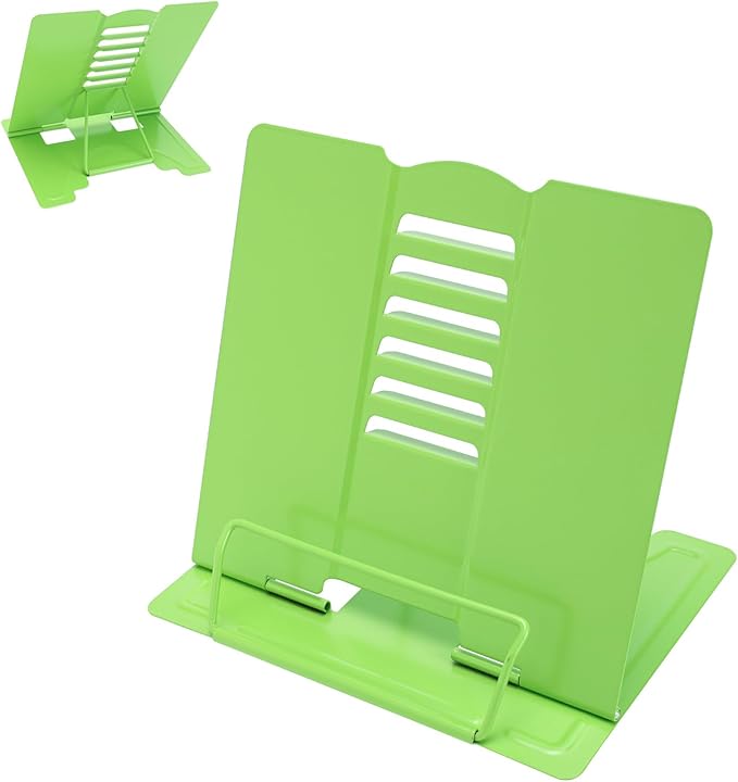 Camelmother Metal Book Stand Book Holder Book Stand for Reading Adjustable Book Holder for Reading (Light Green)
