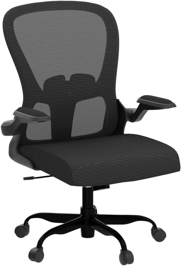 Ergonomic Office Chair, Comfort Swivel Home Office Task Chair, Breathable Mesh Desk Chair, Lumbar Support Computer Chair with Flip-up Arms and Adjustable Height