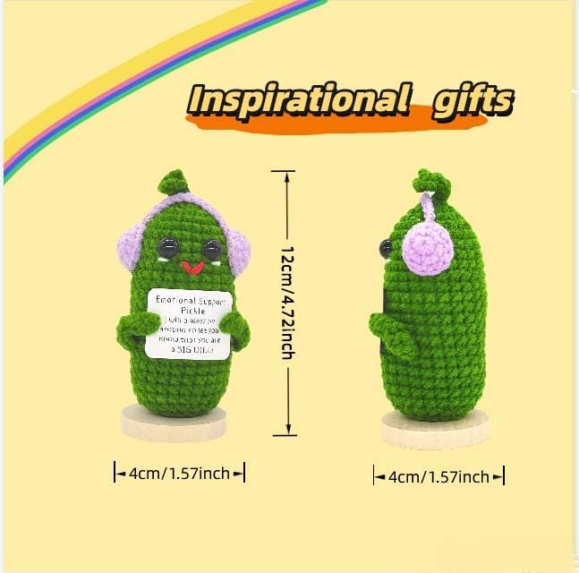 Funny Crochet Pickles 1 Pcs with Affirmations Cards for Inspirational Novelty Good Luck Gifts and Party Decorations(KK-CKD04-ppep)