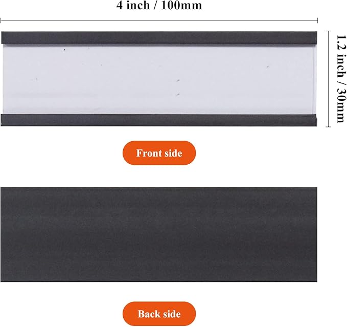 C Channel Magentic Label Holders 1.2x4 Inch,Magnetic Labels for File Cabinets，Pack of 50